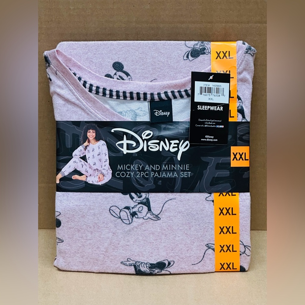 NEW - Womens Disney Cozy 2 PC Pajama Set - Mickey and Minnie - Picture 7 of 8